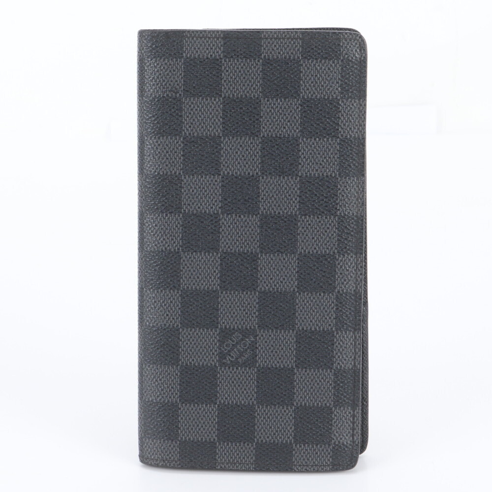 Louis Vuitton Damier Graphite Portefeuille Brazza N62665 Leather Long Wallet ...